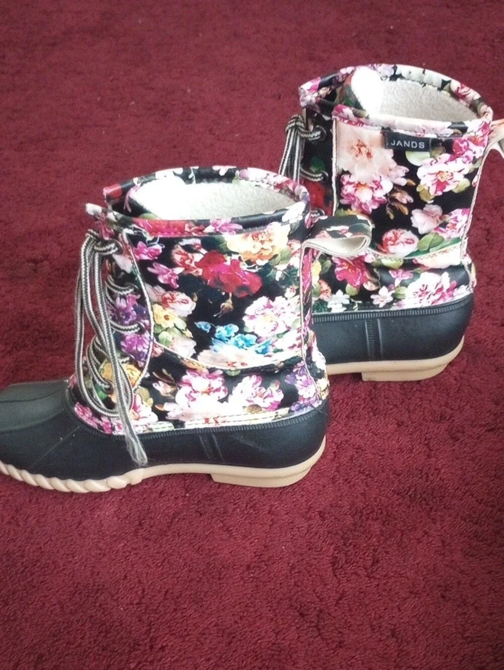 JANDS Girl's Youth Size 4 Floral Print Duck Boots